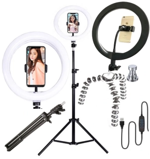 Prstencová lampa, kruhové světlo ring light 11" 280mm 24W 2x stativ